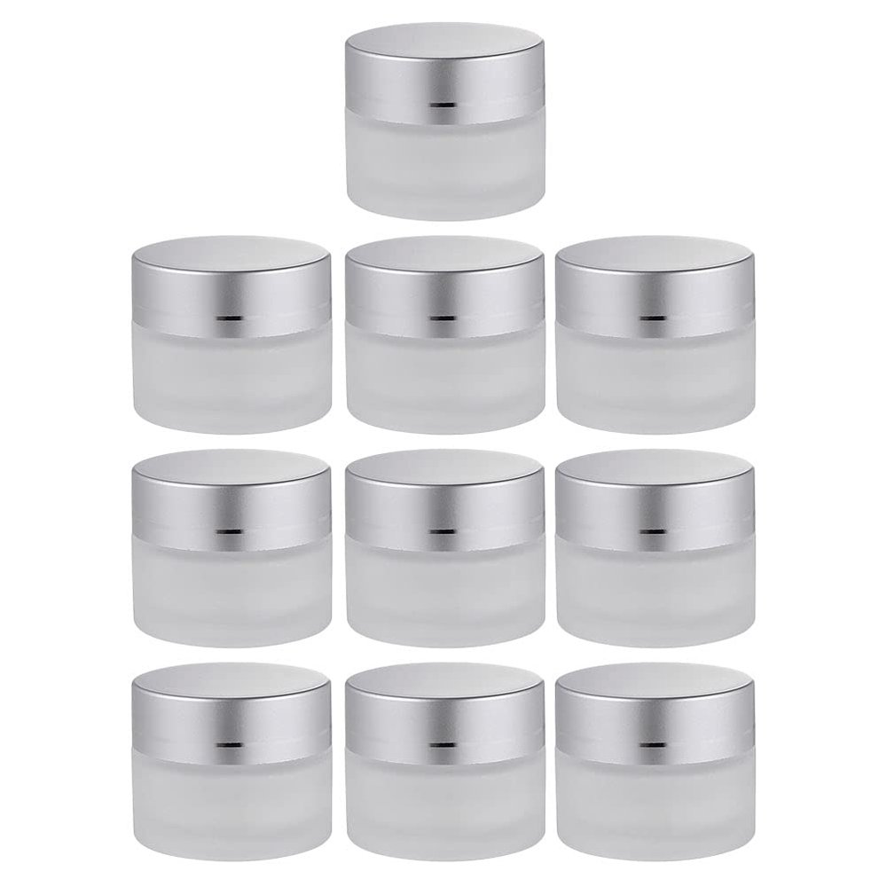 10 Pcs cream bottle cosmetic cream jar Glass Jar eye jars bulk Glass Cosmetic Containers with Lids plastic canisters with lids Empty Jars make up travel powder