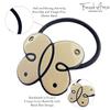 French Amie Butterfly Ivory Beige with Black Rim 1 3/4" Celluloid Handmade in France Ponytail Non-Slip Flexible Elastic Hair Tie for Girls and Women view 2