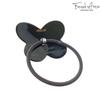 French Amie Butterfly Ivory Beige with Black Rim 1 3/4" Celluloid Handmade in France Ponytail Non-Slip Flexible Elastic Hair Tie for Girls and Women view 3