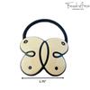 French Amie Butterfly Ivory Beige with Black Rim 1 3/4" Celluloid Handmade in France Ponytail Non-Slip Flexible Elastic Hair Tie for Girls and Women view 4