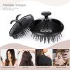 Segbeauty Shampoo Brush, 2 pcs Scalp Massage Floriated Shower Comb Long Short Teeth Set for Curly Hair, Scalp Massage Brush for Hair Growth Beard Brush Pet Grooming Wet Dry Hair Care Brushes Black view 3