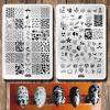 Summer Nail Art Stamping Plates Kit- 2pcs Mermaid Swan Nail Art Plate Templates Flamingo Flowers and Cute Ocean Animals Stamp Templates Set Nails DIY Design Gift for Women view 1