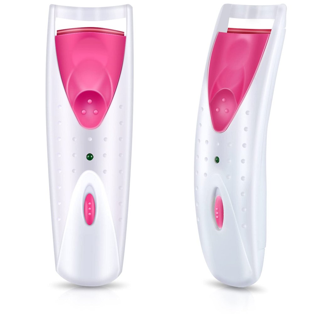 2 Pieces Heated Eyelash Curler Electric Eyelash Curlers Painless Safety Design with Double Silicone Curling Pad for Women Long Lasting Naturally Eyelashes (Pink)