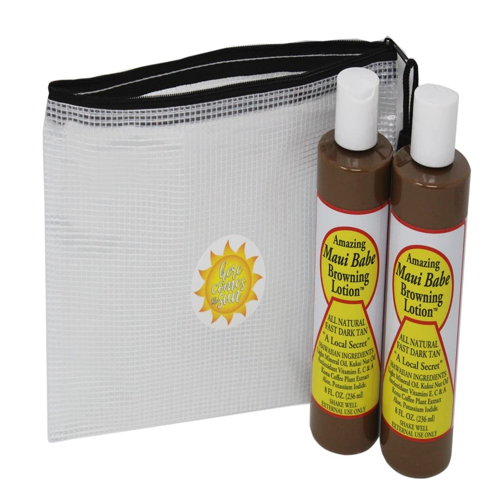 Maui Babe Tanning, Maui Babe Browning Lotion Pack Of 2! Infused With Skin Nourishing Ingredients! All Natural Fast Dark Tan! Promote A Deep, Dark And Long Lasting Tan!