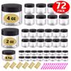 AMORIX 72pcs Plastic Jars with Black Lids Including 0.7oz, 2oz and 4oz view 1