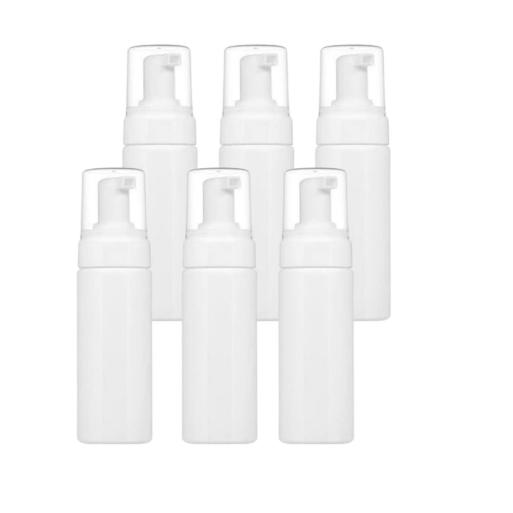 6 Count- 6.5 oz /200ml PET Plastic Foaming Soap Dispensers, Pump Bottles for Liquid Soap, Refillable Bottles, White