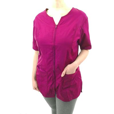 CHARLENE Personalized Haley Jacket with Logo Embroidery | Stylist, Barber, Groomer, Smock, Makeup Artist for Men & Women (XS, Magenta)