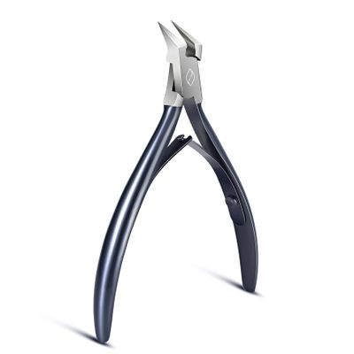 FERYES Toenail Clipper Straight Blade for Ingrown and Thick Nails - Stainless Steel and Sharp Pointed Tip Ingrown Nail Clipper Wide Jaw Toe Nail Cutter Podiatry Tool Dark Gray