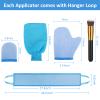 Boao 5 Pieces Self Tanning Mitt Applicator Kit, Includes Tanning Mitt, Exfoliating Glove, Mini Face Glove, Back Lotion Applicator, and Large Brush Makeup(Blue) view 2