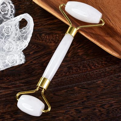 Fonture Jade Roller, Natural White Jade Facial Massager Anti-aging Tool Face Skin Care Tool to Reduce Wrinkle and Eye Puffiness