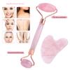 Fonture Jade Roller and Gua Sha Tool Set, Facial Beauty Roller Natural Rose Quartz Massage Tool Skin Care Kit for Face Eyes Neck and Body view 3