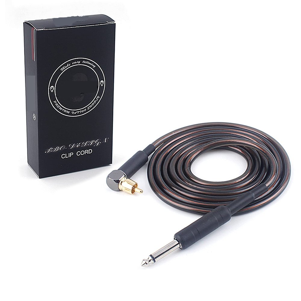 1.8m RCA Tattoo 6 FT Pro-design Right Angle RCA Clip Cord Black Silicone Clip Cord for Tattoo Machine Power Supply