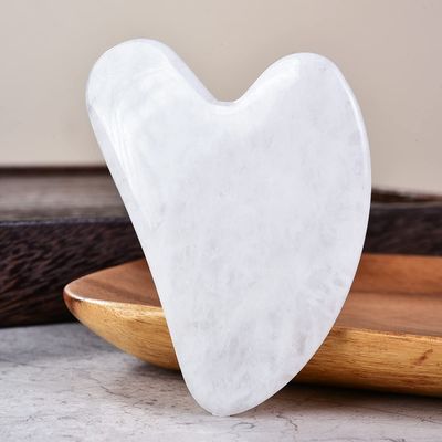 Fonture Gua Sha Tool, White Jade Facial Scraping Board Face Massage Natural Jade Anti-Aging Tool for Face Neck Arm Leg