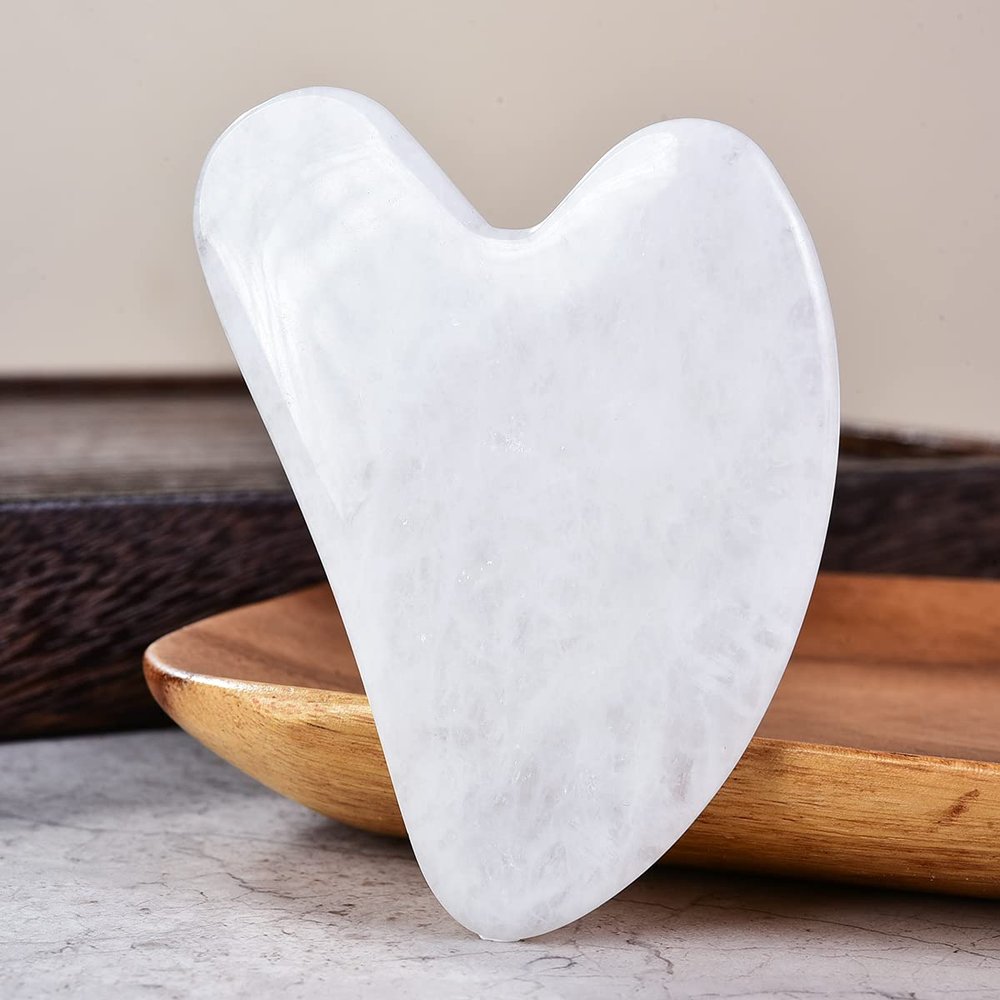 Fonture Gua Sha Tool, White Jade Facial Scraping Board Face Massage Natural Jade Anti-Aging Tool for Face Neck Arm Leg