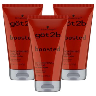 Got 2B Boosted Hair Thickening Cream for Fuller Styles, Medium Shine, Medium Hold, 6 Ounce - 3 Pack