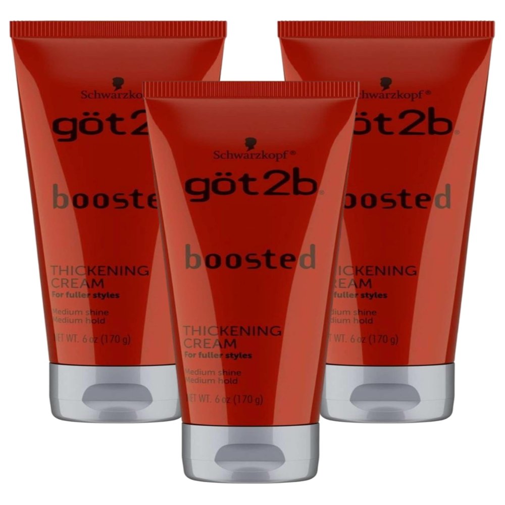 Got 2B Boosted Hair Thickening Cream for Fuller Styles, Medium Shine, Medium Hold, 6 Ounce - 3 Pack