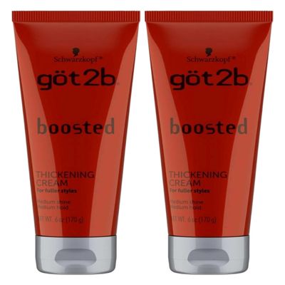 Got 2B Boosted Hair Thickening Cream for Fuller Styles, Medium Shine, Medium Hold, 6 Ounce - 2 Pack