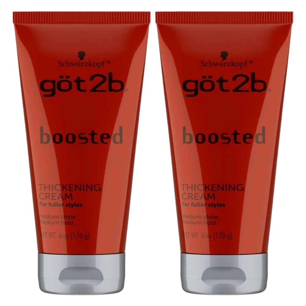 Got 2B Boosted Hair Thickening Cream for Fuller Styles, Medium Shine, Medium Hold, 6 Ounce - 2 Pack