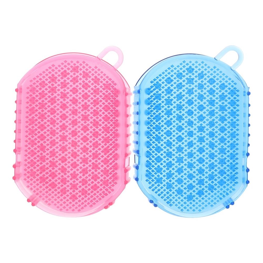 2 Pcs Double Sided Brush Silicon Body Scrubbers Bath Scrubbing Gloves Silicone Scrubbers Exfoliating Scrub Practical Massage Spa Gloves PVC Household Shampoo Brush