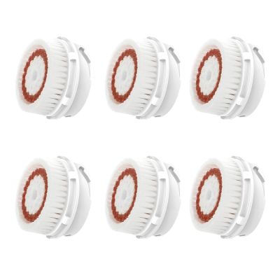 Replacement Cleansing Brush Heads, Whitening Brush Heads, Facial Cleanse Brush Head, for Acne Prone, Clogged, Enlarged Pore, Sensitive, Delicate and Dry Skins (6Pack/Brown)