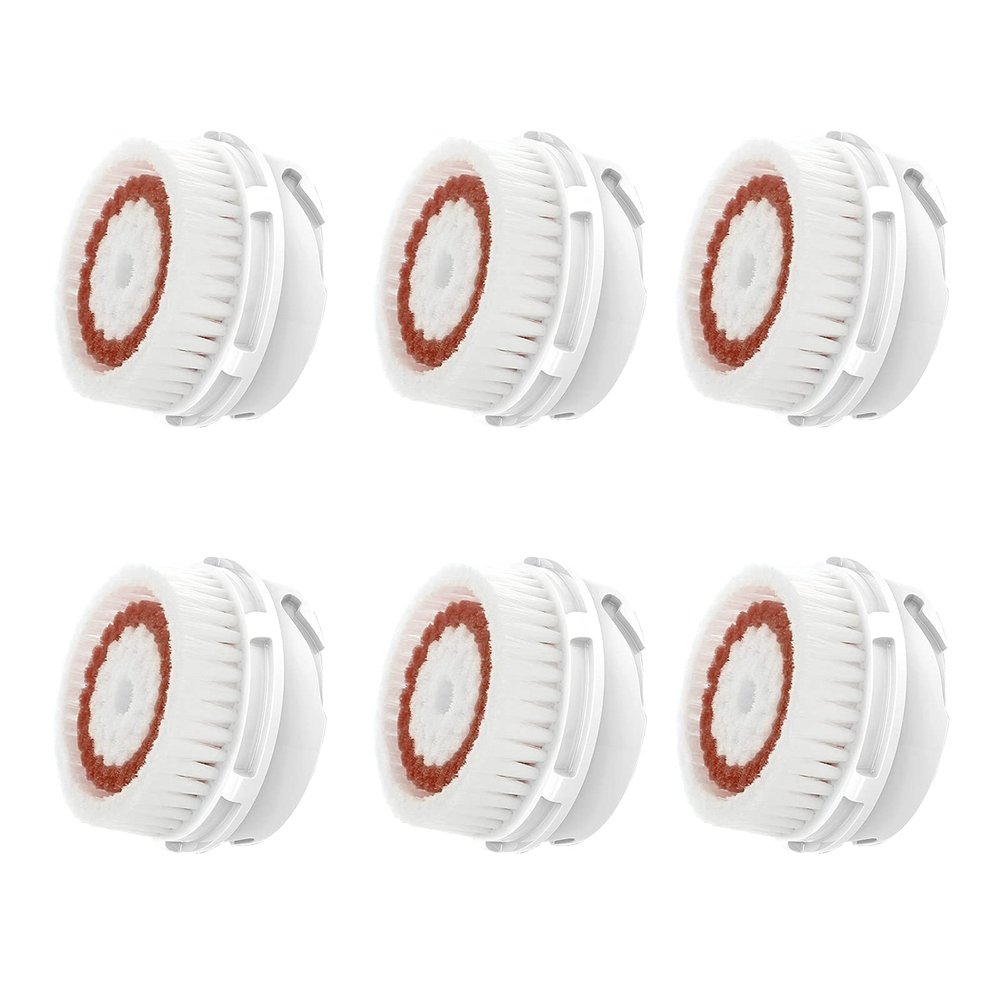 Replacement Cleansing Brush Heads, Whitening Brush Heads, Facial Cleanse Brush Head, for Acne Prone, Clogged, Enlarged Pore, Sensitive, Delicate and Dry Skins (6Pack/Brown)
