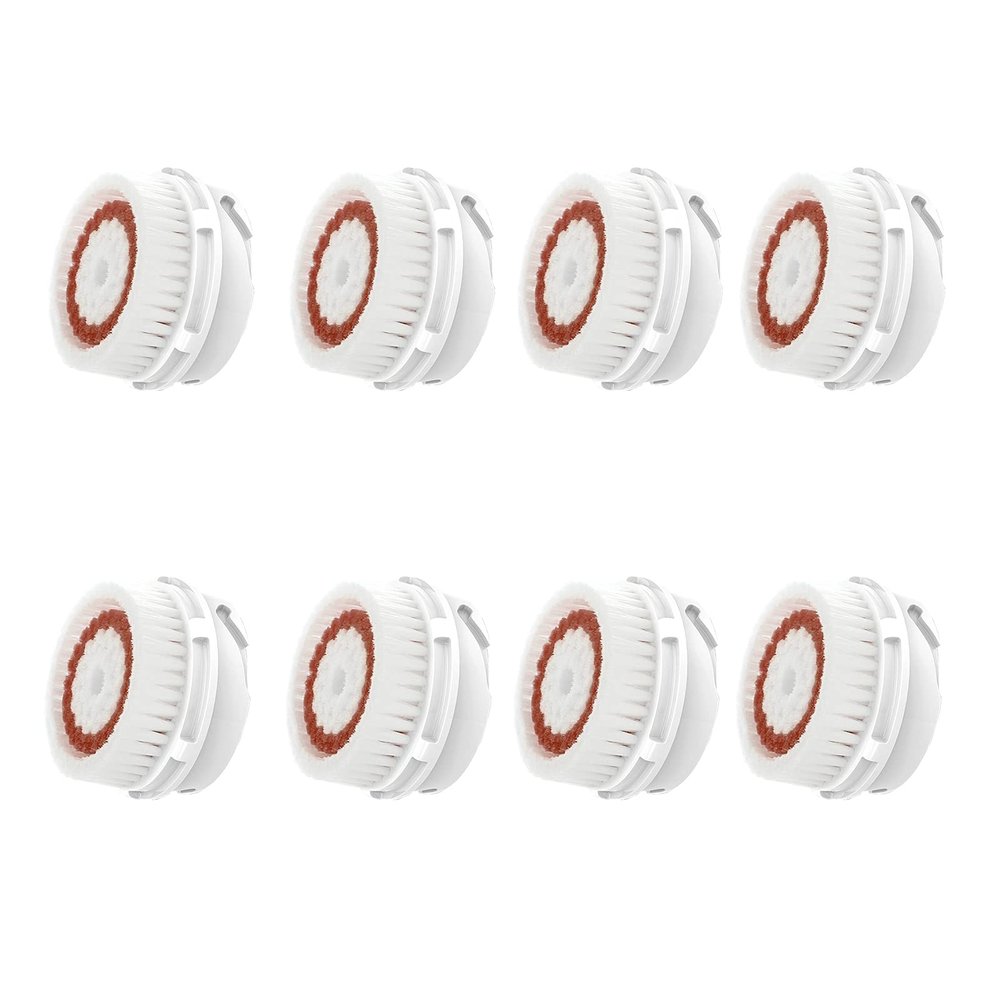 Replacement Cleansing Brush Heads, Whitening Brush Heads, Facial Cleanse Brush Head, for Acne Prone, Clogged, Enlarged Pore, Sensitive, Delicate and Dry Skins (8Pack/Brown)