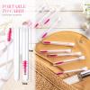 80 Pieces Disposable Mascara Brushes Tubes Set, 40 Pieces Empty Mascara Wand Tube with 40 Pieces Eyelash Brush Makeup Tool for Eyelash Extension(Pink Gold Sequins Style) view 2