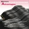Moresoo Black And Grey Clip in Hair Extensions Ombre Natural Black to Silver Grey Hair Extensions Real Human Hair Clip ins Short Remy Straight 80g/5pcs 10 inch view 2