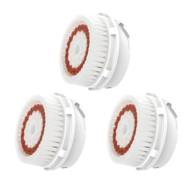 Whitening Brush Head, Replacement Facial Cleansing Brush Heads, Facial Cleanse Brush Head, for Acne Prone, Clogged, Enlarged Pore, Sensitive, Delicate and Dry Skins (3Pack/Brown)