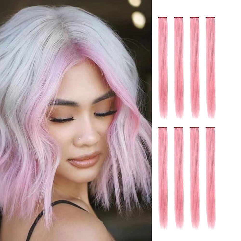 24Pcs Clips In Hair Extensions 22 Inch Colored Hair Extensions Highlight Long Straight