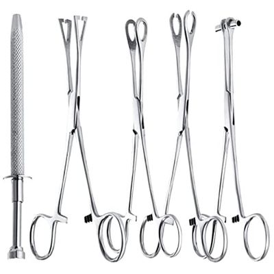 5 pcs Professional Surgical Steel Belly Ear Tongue Septum Lip Piercing Forceps Tweezer Clamp Plier Closer, Opener Needle Clamp