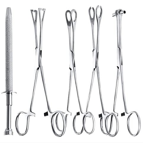 5 pcs Professional Surgical Steel Belly Ear Tongue Septum Lip Piercing Forceps Tweezer Clamp Plier Closer, Opener Needle Clamp