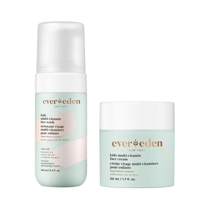Evereden Kids Happy Face Duo (Melon Juice) - Multi-Vitamin Face Wash & Face Cream Set - Clean & Vegan Skin Care for Kids 3+ - Moisturizing, Nourishing, & Protective Skin Care Set