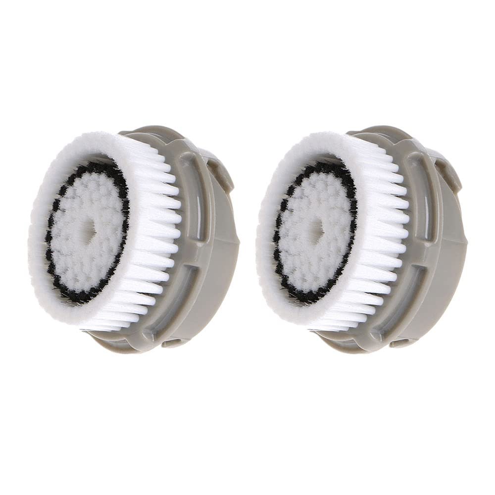 Facial Cleansing Brush Head Replacement, Facial Cleansing Brush Head, for Acne Prone, Clogged, Enlarged Pore, Sensitive, Delicate and Dry Skins (Grey/2Pack)