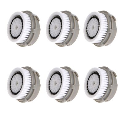Normal Brush Head, Replacement Facial Cleansing Brush Heads, Facial Cleanse Brush Head, for Acne Prone, Clogged, Enlarged Pore, Sensitive, Delicate and Dry Skins (Grey/6Pack)