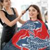 visesunny Barber Cape Japanese Art Carp Polyester Hair Cutting Salon Cape Apron Anti-Static Haircut Water-Resistant Shaving Cloth Beard Shaving Bib Hairdressing Cape view 4
