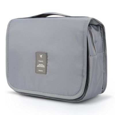 Amzan Hanging Travel Toiletry Bags with Sturdy Hook for Travelling, Business Trip, Camping, Grey Lightweight Mens Women Teen Dopp Kit Overnight Wash Shaving Gym Bag, one size, 0