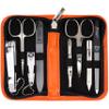 3 Swords Germany - brand quality 8 piece manicure pedicure grooming kit set synthetic leather case orange - Made in Germany view 1
