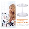Cabilock Rotating Makeup Holder 360 Degree Rotating Cosmetic Organizer 2 Tier Spinning Bottle Perfume Lipstick Stand Transparent Makeup Sundries Rack view 3