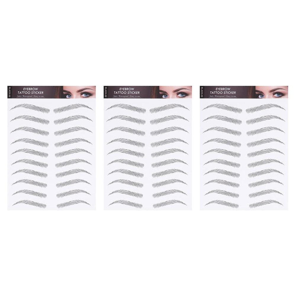 3 Sheets Eyebrow Stickers 6D Hair- Like Waterproof Eyebrow Transfers Stickers Arch Style Grooming Shaping Eyebrow Decals for Women Girls Makeup Style 2