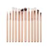 12Pcs eye makeup brush set, wooden handle eye shadow, eyebrow eyeliner, mixed powder applicator pen beige view 1