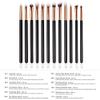 12Pcs eye makeup brush set, wooden handle eye shadow, eyebrow eyeliner, mixed powder applicator pen beige view 2