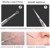 Professional Facial Milia Removal and Whitehead Extractor & Lancet - Double Ended Circle Loop & Sharp Needle Pimple Popper Tool - 2-in-1 Blackhead & Blemish Remover - Zit and Pimple Acne Removal view 2