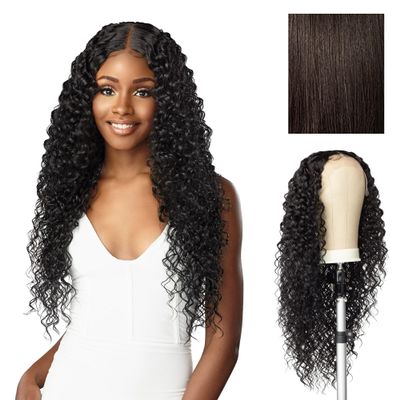 Sensationnel Butta Lace Hhm Wigs - Bohemian 28 Inch Human Hair Blend Extra Wide 5 Inch Parting Preplucked Hairline Glueless Lacefront (2 DARKBROWN)