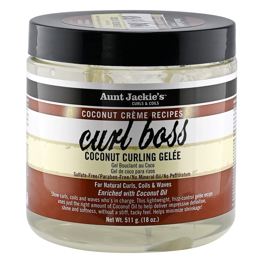 Aunt Jackie's Coconut Crme Recipes Curl Boss Coconut Curling Hair Gel for Natural Curls, Coils and Waves, 18 oz