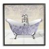Stupell Industries Purple Damask Claw Foot Tub Bathroom, Design by Diane Stimson Black Framed Wall Art, 24 x 24 view 1