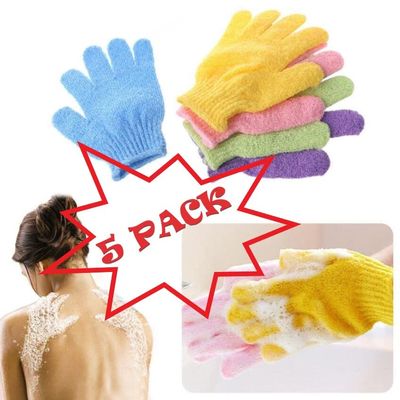 5 Pack Exfoliating Bath Gloves for Shower and Bath, Back Scrub Body Massage Scrubber