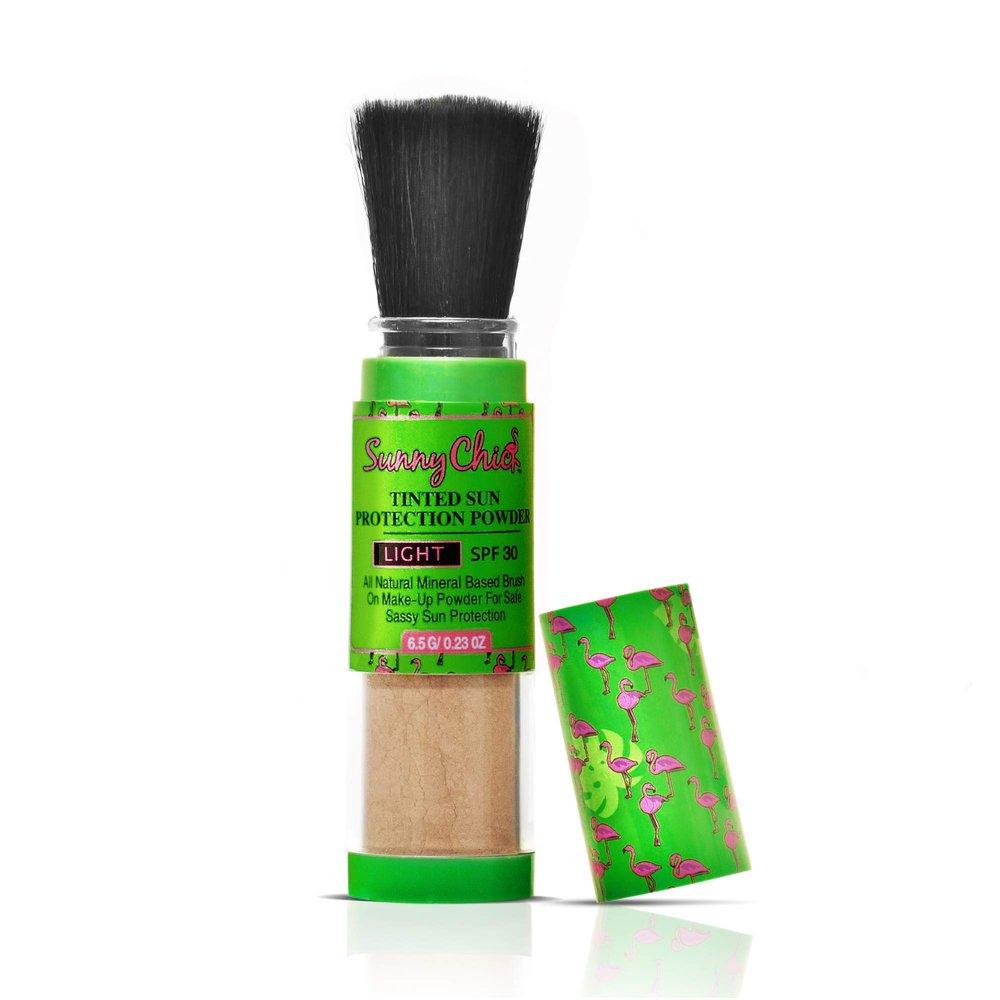 Sunny Chick Natural Sunscreen Powder- Tinted Brush-On Mineral Sunblock SPF30 .23OZ (Light)