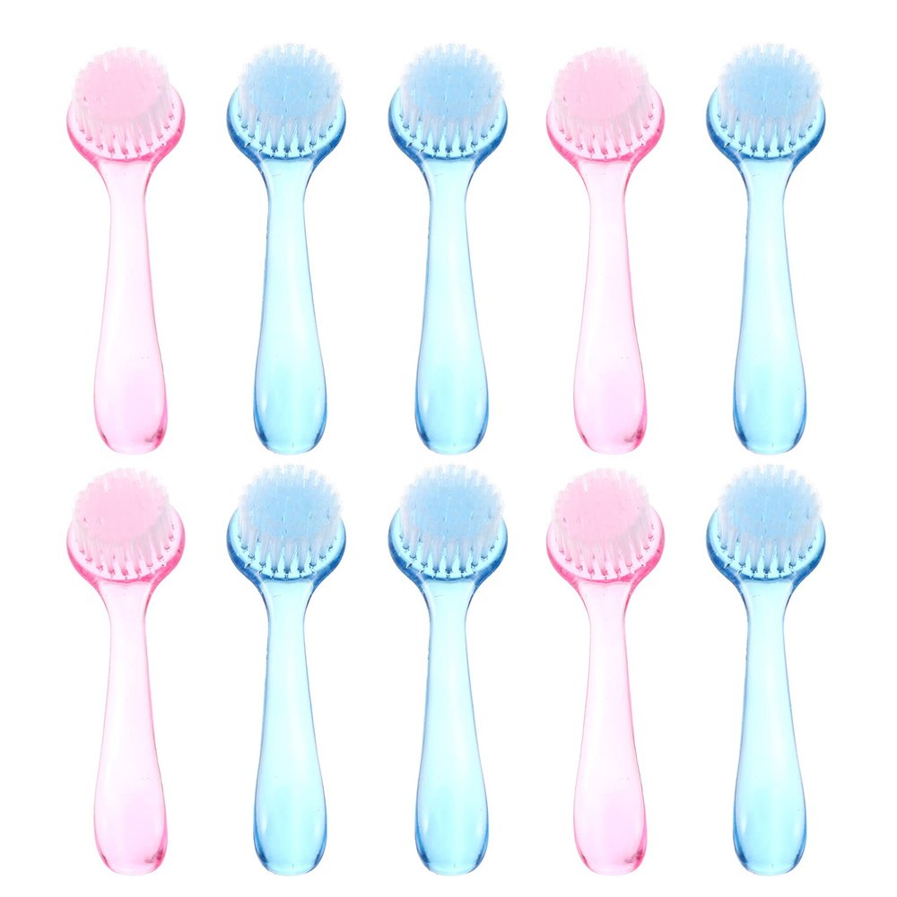 10pcs Handle Grip Nail Fingernail Cleaning Nail Dust Brush Round Nail Hand Nail Brush with Long Handle
