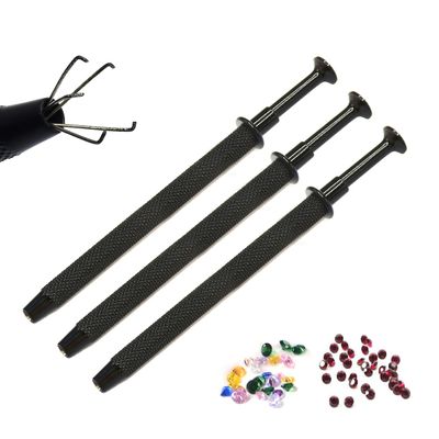 OdontoMed2011 Set of 3 Pieces 5 Prongs Jeweler's Pick Up Tool Black Coated for Diamonds Gem Stones Beads Ball Grabber Piercing Small Parts Picker Stainless Steel